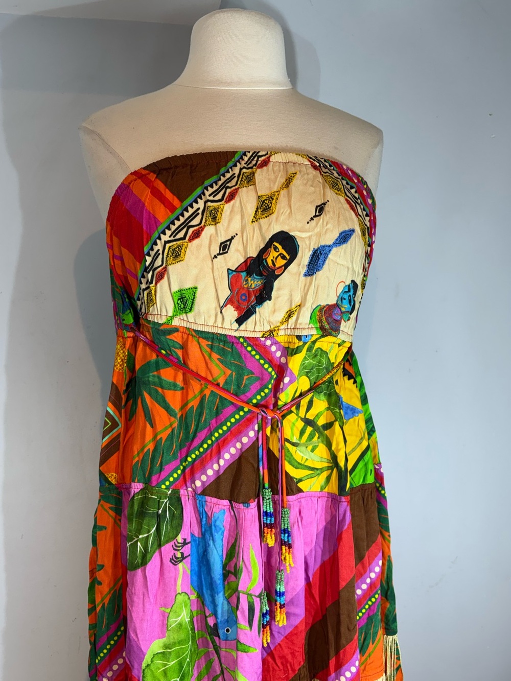 Anthropologie x Farm Rio Palila Fringed Midi Dress Size XS NWT - Picture 3 of 12